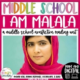 I am Malala by Malala Yousafzai Nonfiction Reading Unit an