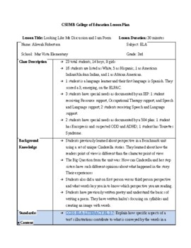 Preview of I am Me Poetry Lesson Plan With Rubric