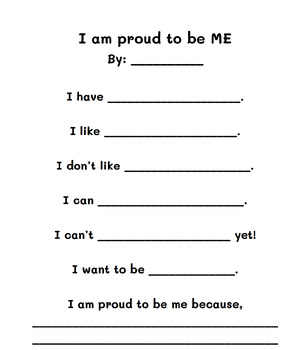 Preview of I am Proud to be Me Poem Template