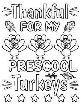Preview of I am Thankful For Turkey Cards: Thanksgiving Coloring Pages / Bulletin Board
