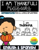 I am Thankful Mini-book Writing Activity in ENGLISH & SPANISH