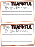 I am Thankful Teacher Note