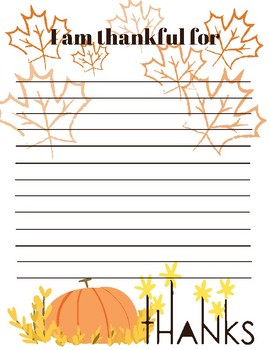 I am Thankful Writing Page by Living Laughing Learning TpT
