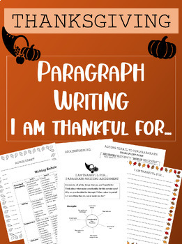 Preview of I am Thankful for... | Thanksgiving Paragraph Writing Activity