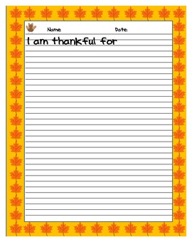 Preview of I am Thankful- writing template