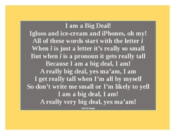 Preview of I am a Big Deal: Capitalize the Pronoun I