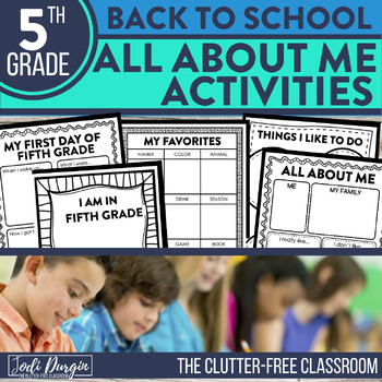 Preview of 5th Grade All About Me First Day of School Activities Digital and Printable