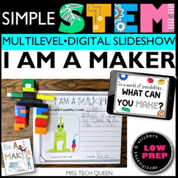 Preview of I am a Maker STEM Challenge Back to School STEAM Activities First day of school