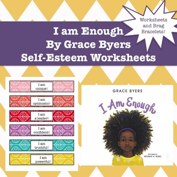 Preview of I am Enough by Grace Byers Self-Esteem Worksheets