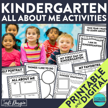 Preview of First Day of Kindergarten All About Me Activities Digital and Printable