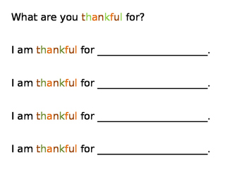 Preview of I am thankful for.....