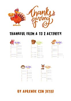 Preview of I am thankful for - From A to Z activity
