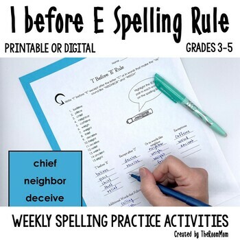 Preview of i before e Spelling Rule - Spelling Practice Activities and Word Work