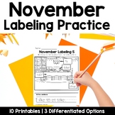 November Labeling Kindergarten 