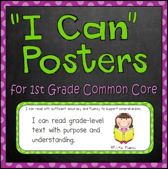 Preview of Common Core Standards Posters (First Grade -- "I can")