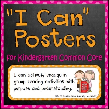 Preview of Common Core Standards Posters (Kindergarten-- "I can")