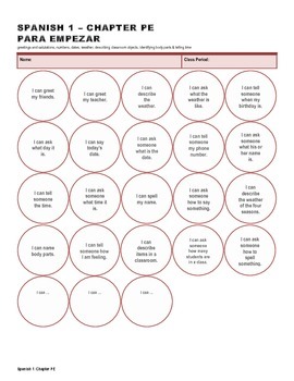 Preview of "I can" Statements for Spanish 1 Para Empezar Realidades