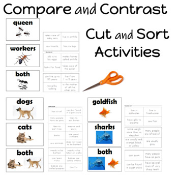 Preview of Compare and Contrast Cut and Sort Science Activities
