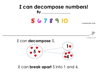 Preview of I can decompose  numbers -Kindergarten math mini book (K.OA.A.3)