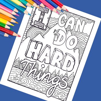 I Can Do Hard Things: Easy Coloring Book For Adults Inspirational Quotes,  Motivational Coloring Book For Adult (Paperback)