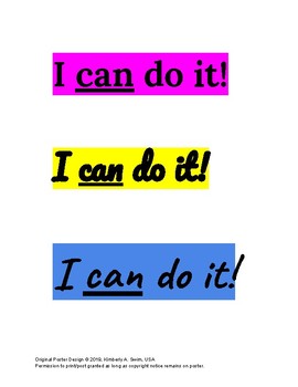 Preview of I can do it! Motivational Poster