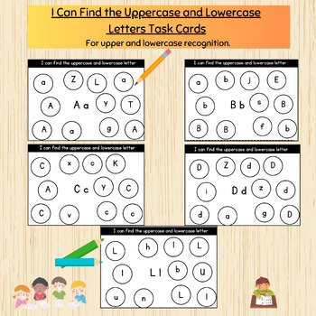 Preview of I can find the uppercase and lowercase letters task cards, find the letter, A-Z,