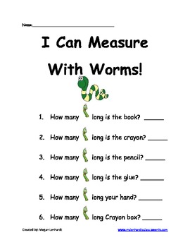 I can measure with worms- measurement by Megan Veldhuizen | TpT