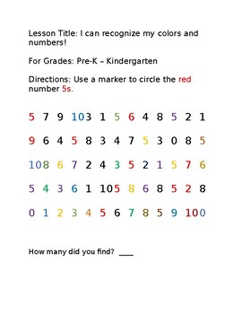 Preview of I can recognize my colors and numbers.