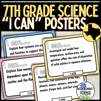 Preview of I can statements 7th Grade Science NEW 2024 TEKS Posters