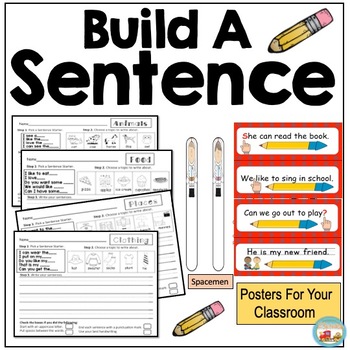 Preview of How to Write A Sentence, Sentence Building, Sentence Starters, Kindergarten-1st