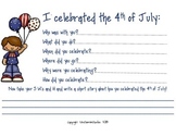 I celebrated the 4th of July Writing Prompt 5Ws