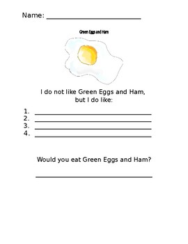 I do not like Green Eggs and Ham by Rebecca Matos | TpT