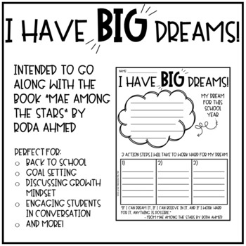 Preview of I have BIG Dreams! Reading Companion for "Mae Among the Stars" PRINTABLE VERSION