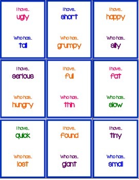 I have... Who Has? Antonyms Version by 