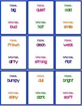 I have... Who Has? Antonyms Version by 