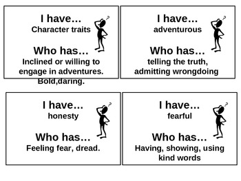 Preview of I have, Who Has Character Traits