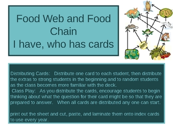 Preview of I have, Who Has - Food Web and Food chain flashcards