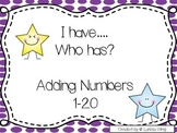 I have, Who has? Adding Numbers 1-20 Game