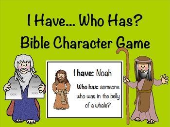 Preview of I have ... Who has? Bible Character Task Cards and Game