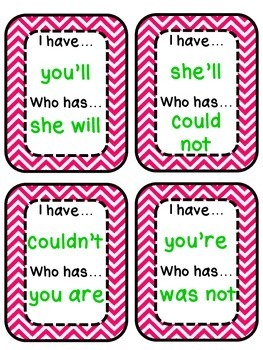 I have... Who has? Cards for Contractions by Jennifer Montgomery