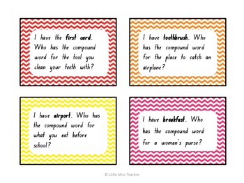 I have Who has? Compound Word Game by Little Miss Teacher | TPT