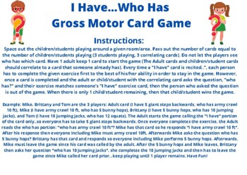 Preview of I have...Who has Gross Motor Game (Movement cards, PE, PT, OT, Speech, school)