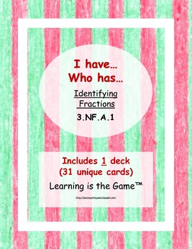 Preview of I have… Who has… Identifying Fractions 3.NF.A.1