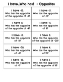 I have..Who has? - Opposite Integers