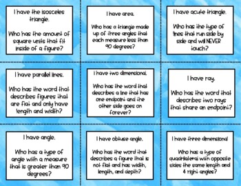 I have/who has 4th grade geometry by The Okie Educator | TpT