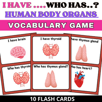 Preview of I have, who has ? Human Body Organs  Flashcards Game.ESL ELL Vocabulary