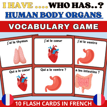 Preview of I have, who has ? Human Body Organs  Flashcards Game in French