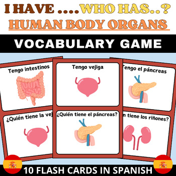Preview of I have, who has ? Human Body Organs  Flashcards Game in Spanish