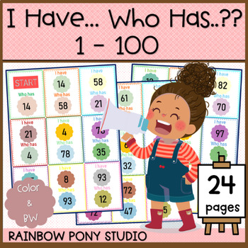 Preview of I have who has Number 1-100, 1st, Math, Printable, Games