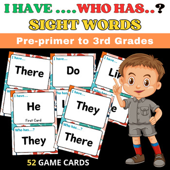Preview of I have, who has ? Sight Words Flashcards Game. Center Task Cards